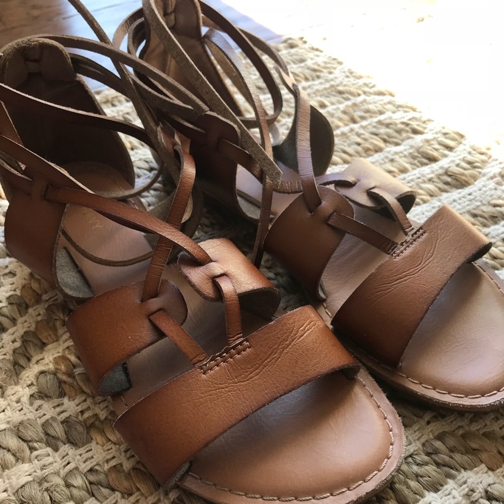 Old Navy Leather lace up gladiator sandals